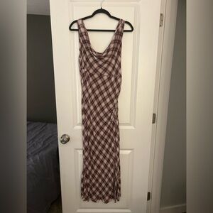 Mango Plaid Sleeveless Maxi Dress